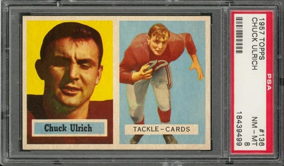 1957 Topps Football #136 Chuck Ulrich – PSA NM-MT 8